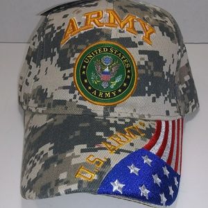 U.S. Army Camo / Flag Strapback Baseball Hat